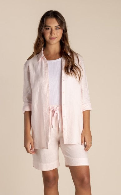 Talia Linen Shirt - Pale Pink