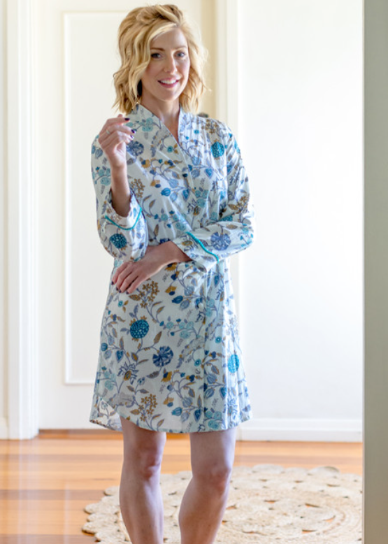 Blue & White Floral Nightshirt