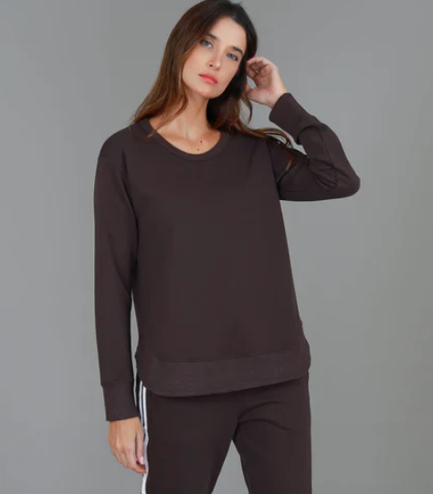 Charlette Curve Hem Sweater - Truffle