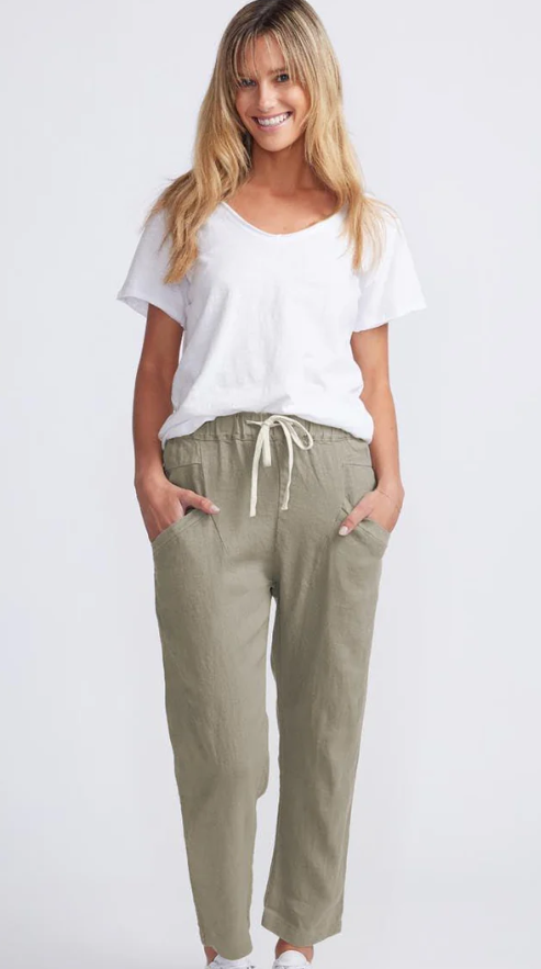 Luxe Linen Pants - Khaki