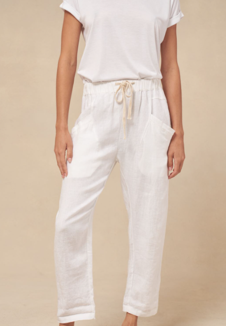 Luxe Linen Pants - White