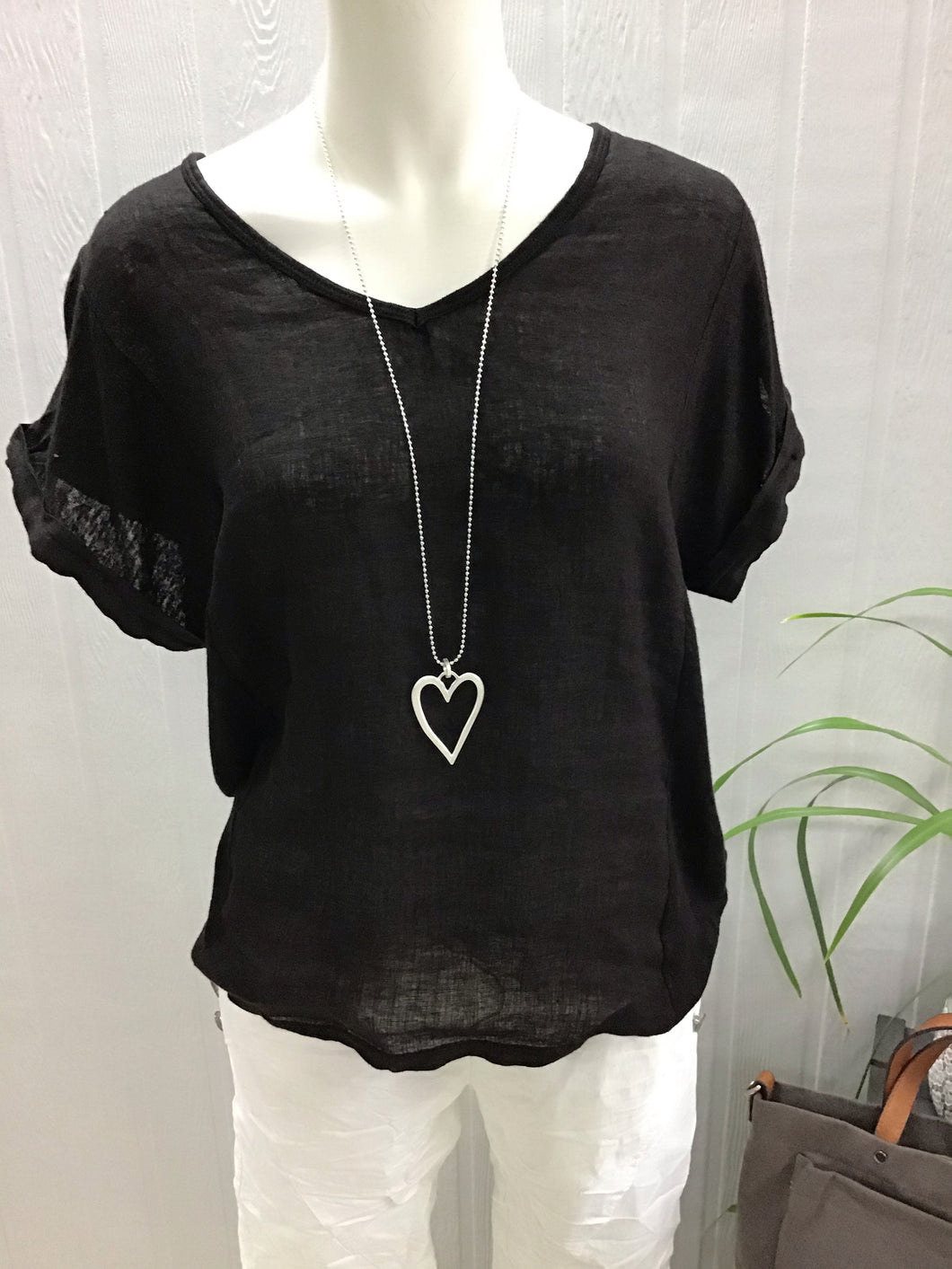Classic Linen Top - Black