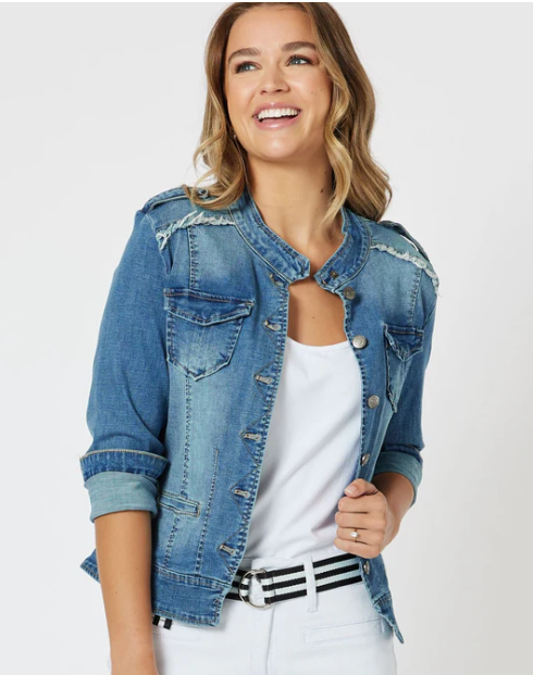 Military Denim Jacket - Denim