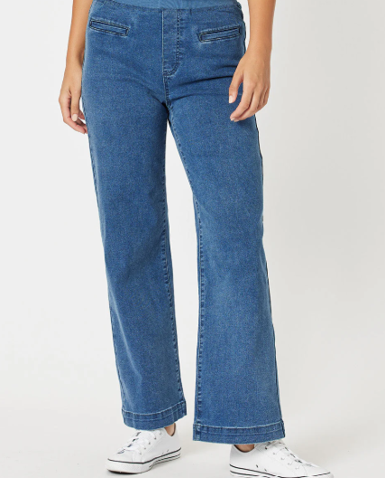 Maddy Pull on Wide Leg Jean - Denim