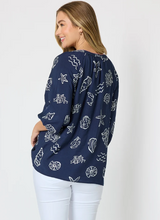 Montecito Print Top - Navy/White