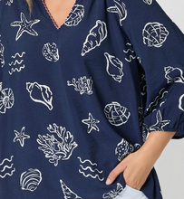Montecito Print Top - Navy/White
