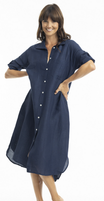 Lush Shirt Dress - Navy