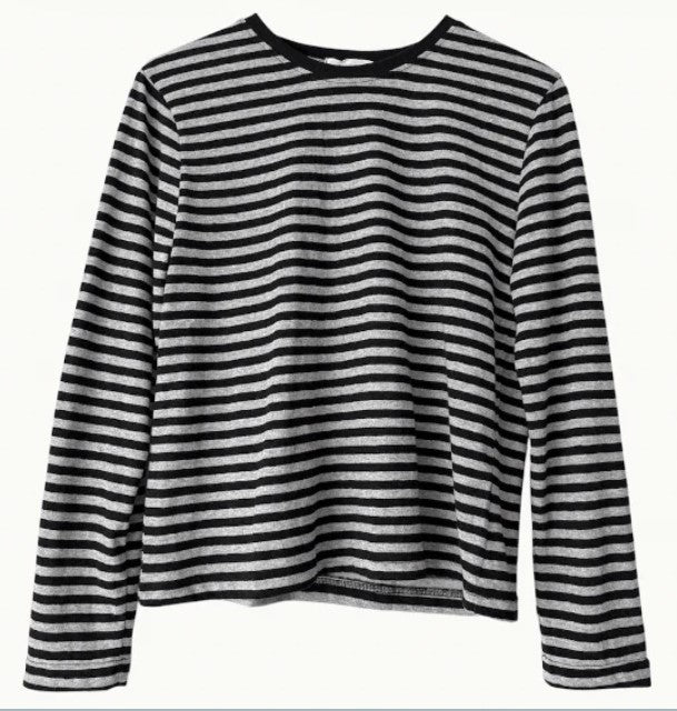 Athena Stripe Top - Black/Grey