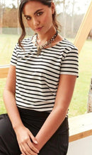 Janis Bamboo Tee - Black/Grey Marle Stripe