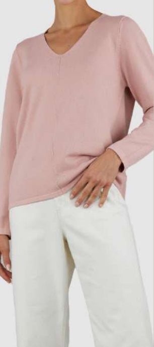 Sonora V Neck Knit - Dusty Rose