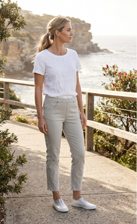 7/8 Stretch Pants - Putty