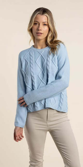 Cable Sweater - Ice Blue
