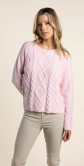 Cable Sweater - Pale Pink