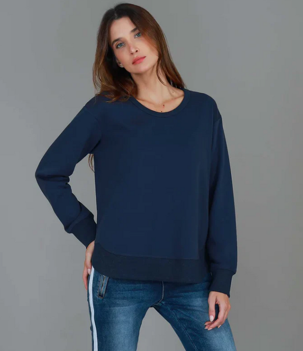 Charlette Curve Hem Sweater - Navy