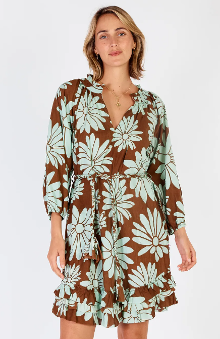 Edmonton Frill Dress - Coffee