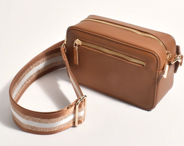 Ivy Webbing Strap Cross Body Bag - Tan