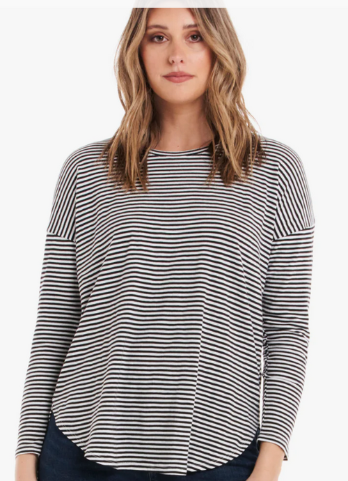Jessie Long Sleeve Top - White/Ebony