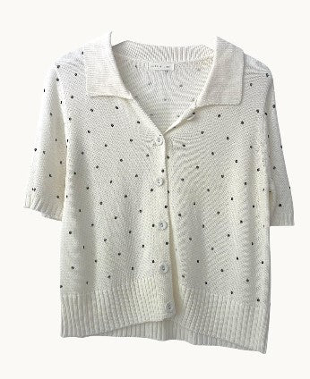 Polka Dot Button Top - White