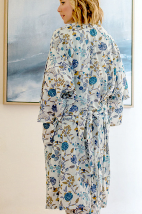 Blue & White Floral Kimono