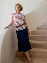 Janis Bamboo Tee - Lipstick & White Stripe
