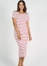 Janis Bamboo Tee - Lipstick & White Stripe