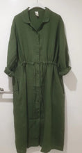 Rodin Linen Drawstring Dress - Forest Green