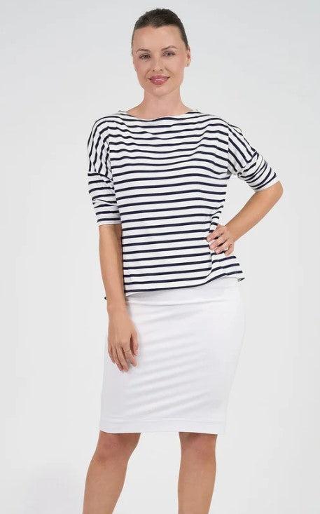 Camila Bamboo Top - Navy/White