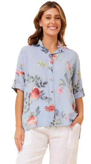 Rose Shirt - Blue
