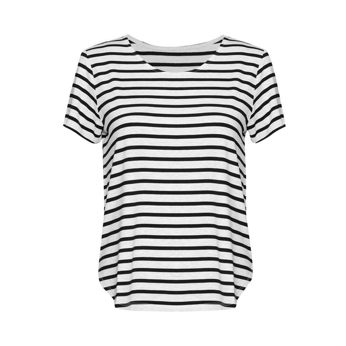 Janis Bamboo Tee - Black/Grey Marle Stripe