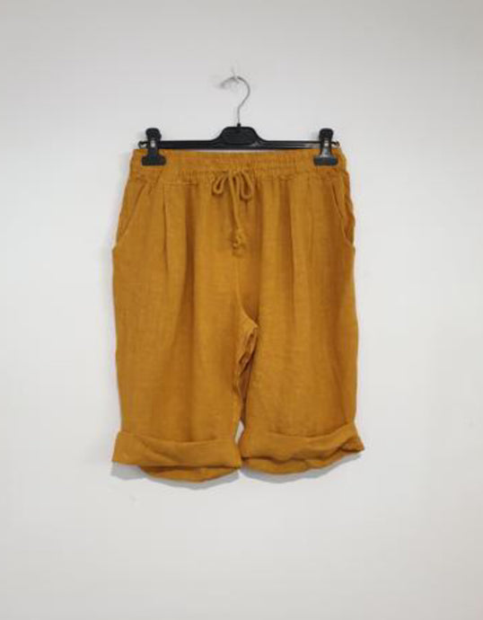 Freida Linen Shorts - Mustard