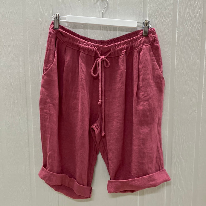 Freida Linen Shorts - Cranberry