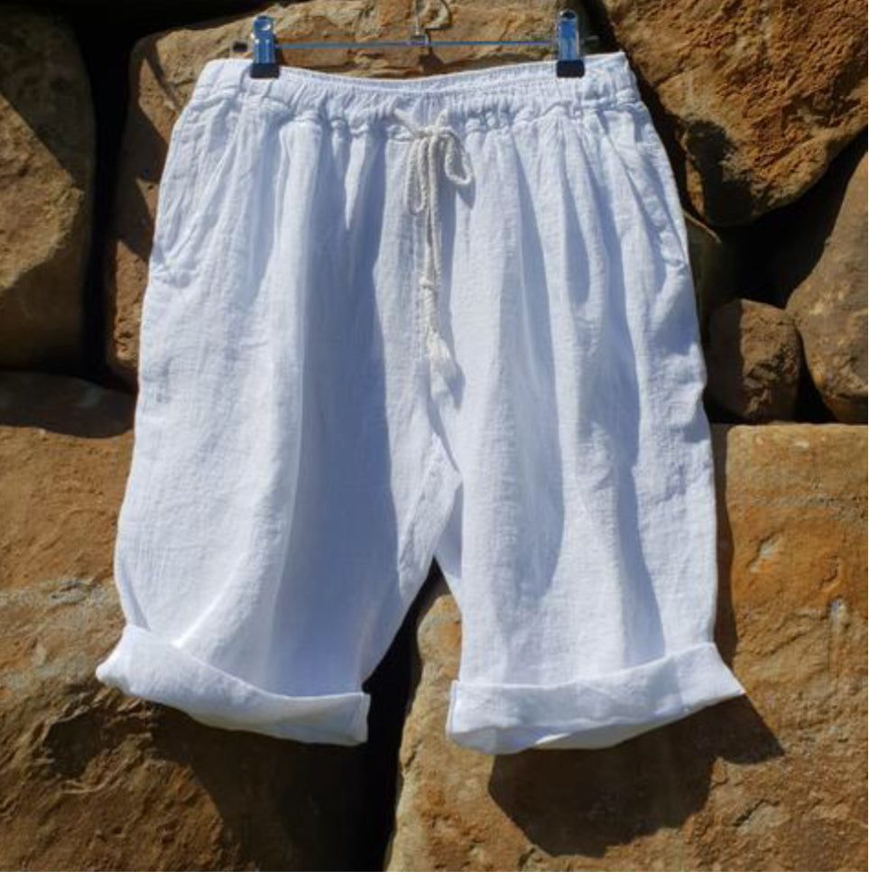 Freida Linen Shorts - White